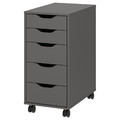ALEX Drawer unit on castors, dark grey/black, 36x76 cm