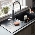 Cooke&Lewis Granite Kitchen Sink Galvani 1 Bowl with Drainer, black