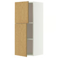 METOD Wall cabinet with shelves/2 doors, white/Sinarp oak veneer, 40x100 cm