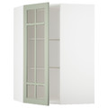 METOD Corner wall cab w shelves/glass dr, white/Stensund light green, 68x100 cm