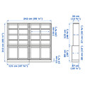HAVSTA Storage comb w sliding glass doors, grey-beige, 242x47x212 cm