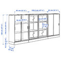 TONSTAD Storage combination w sliding doors, oak veneer/clear glass, 284x37x120 cm