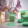 PRUTA Food container with lid, set of 17, green
