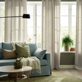 GINSTMOTT Curtains, 1 pair, beige/with heading tape, 145x300 cm