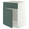 METOD Base cabinet f sink w door/front, white/Aspudden dark grey-green, 60x60 cm