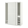 PAX / HOKKSUND Wardrobe combination, white, high-gloss light grey, 150x66x201 cm