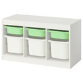 TROFAST Storage combination with boxes, white light green/white, 99x44x56 cm