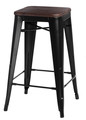 Bar Stool Paris Wood 65cm, black, pine/walnut