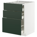 METOD / MAXIMERA Bc w pull-out work surface/3drw, white/Havstorp deep green, 60x60 cm