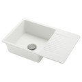 KILSVIKEN Inset sink, 1 bowl with drainboard, white quartz composite, 72x46 cm