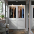 PAX / GRIMO Wardrobe with sliding doors, white/clear glass white, 150x66x201 cm