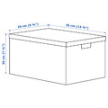 TJENA Storage box with lid, white black/dotted, 25x35x20 cm