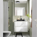 BACKSJÖN Semi-recessed wash-basin w watr trp, black, 50x43 cm
