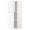 METOD Wall cabinet with shelves/2 doors, white/Voxtorp high-gloss/white, 40x100 cm