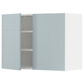 METOD Wall cabinet with shelves/2 doors, white/Kallarp light grey-blue, 80x60 cm