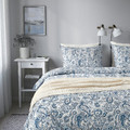 RODGERSIA Duvet cover and 2 pillowcases, blue/white, 200x200/50x60 cm