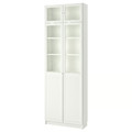 BILLY Bookcase w hght ext ut/pnl/glss drs, white, 80x30x237 cm