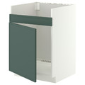 METOD Base cab f HAVSEN single bowl sink, white/Aspudden dark grey-green, 60x60 cm