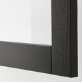 BESTÅ Storage combination with doors, black-brown, Sindvik black-brown clear glass, 180x42x65 cm