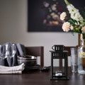 BORRBY Lantern for tealight, in/outdoor black, 20 cm