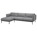 ÄPPLARYD 3-seat sofa with chaise longue, Lejde grey/black