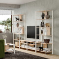 JÄTTESTA TV storage combination, white/light bamboo, 320x40x194 cm