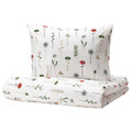 NATTSLÄNDA Duvet cover and pillowcase, floral pattern multicolour, 150x200/50x60 cm