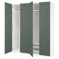 PAX / GRIMO Wardrobe combination, white/grey-green, 200x60x236 cm