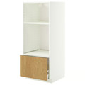 METOD / MAXIMERA High cab for oven/micro w drawer, white/Sinarp oak veneer, 60x60x140 cm