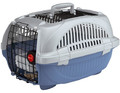 Ferplast Atlas Deluxe 20 Open Pet Carrier for Cats and Small Dogs, blue/silver