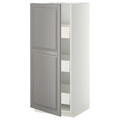 METOD / MAXIMERA High cabinet with drawers, white/Bodbyn grey, 60x60x140 cm