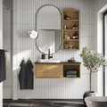 ÄNGSJÖN / BACKSJÖN Wash-stand/wash-basin/tap, oak effect/black marble effect, 102x49x41 cm
