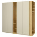 PAX / FORSAND Wardrobe combination, grey-beige grey-beige/oak effect, 255x60x236 cm