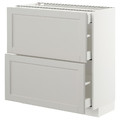 METOD/MAXIMERA Base cab with 2 fronts/3 drawers, white/Lerhyttan light grey, 80x37 cm