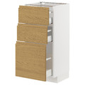 METOD / MAXIMERA Base cabinet with 3 drawers, white/Voxtorp oak effect, 40x37 cm