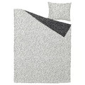 BJÖRKGRÅMAL Duvet cover and pillowcase, black white/dotted, 150x200/50x60 cm