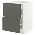 METOD / MAXIMERA Base cab f hob/2 fronts/3 drawers, white/Voxtorp dark grey, 60x60 cm
