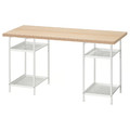 LAGKAPTEN / SPÄND Desk, white stained oak effect/white, 140x60 cm