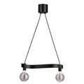 ACKJA / MOLNART Pendant lamp with light bulb, wave shaped black/globe grey clear glass