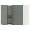 METOD Wall cabinet w dish drainer/2 doors, white/Nickebo matt grey-green, 80x60 cm