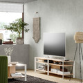 JÄTTESTA TV bench, white/light bamboo, 160x40x49 cm