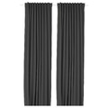 KORGMOTT Block-out curtains, 1 pair, dark grey/with heading tape, 145x300 cm