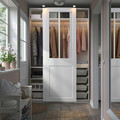 PAX / GRIMO Wardrobe with sliding doors, white/clear glass white, 150x66x236 cm