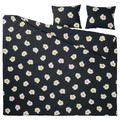 ÖGONLOCKSMAL Duvet cover and 2 pillowcases, black/white/yellow, 200x200/50x60 cm