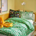 NATTHÄGER Duvet cover and pillowcase, green/crocodile, 150x200/50x60 cm