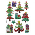 Metallic Christmas Sticker Decorations, Assorted, 10 pcs