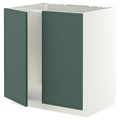 METOD Base cabinet for sink + 2 doors, white/Aspudden dark grey-green, 80x60 cm