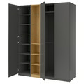 PAX / FORSAND Wardrobe combination, dark grey dark grey/oak effect, 185x60x236 cm