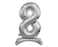 Foil Balloon Number 8 Standing, silver, 74cm