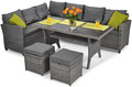 Large Garden Corner Sofa, Set with table, dark grey